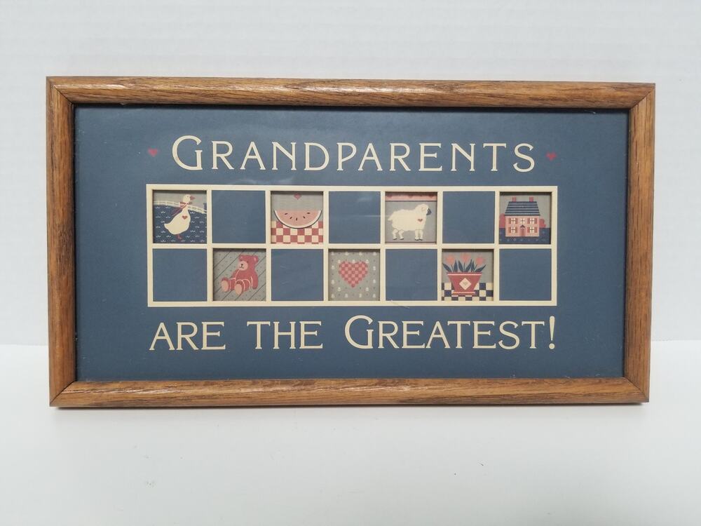Vtg "Grandparents Are The Greatest" Framed Picture Duck Heart Cottage Country